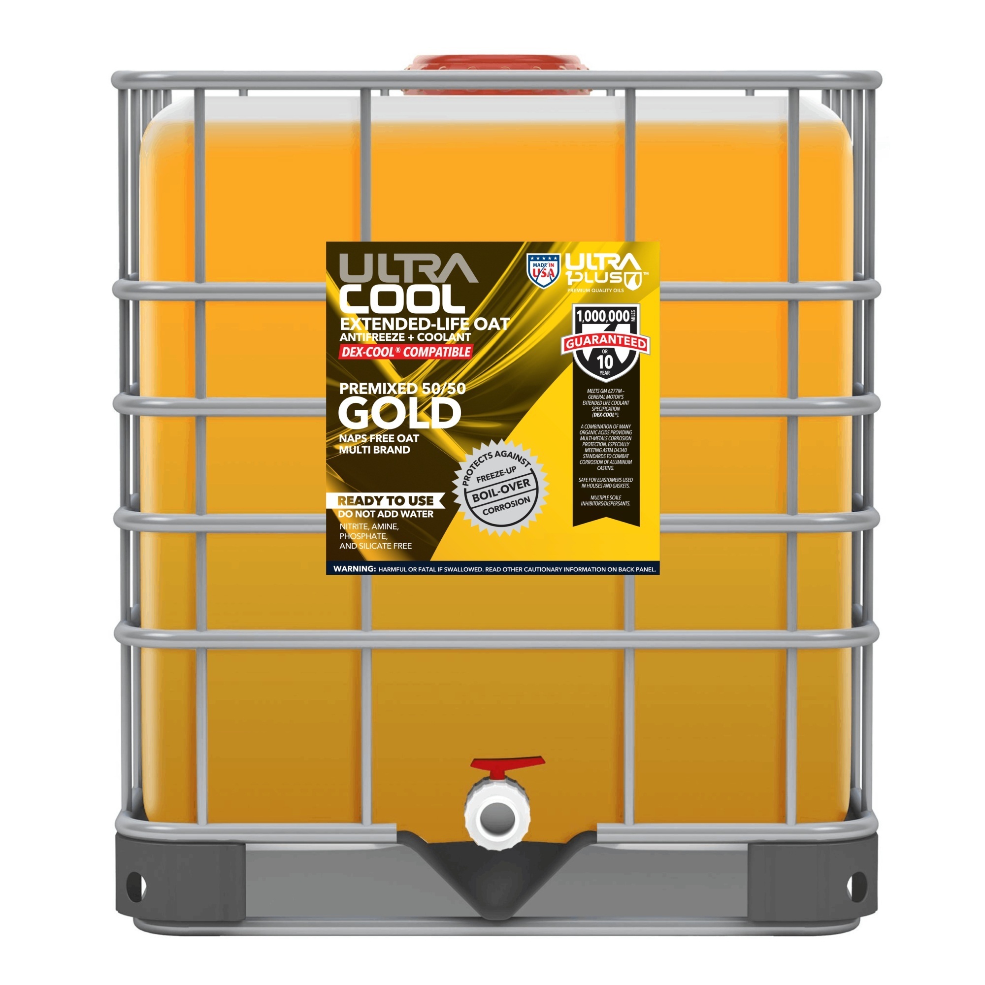 Ultra1Plus UltraCool Universal Antifreeze + Coolant Premix 50/50 - 250 Gal., Gold, Model# UL901